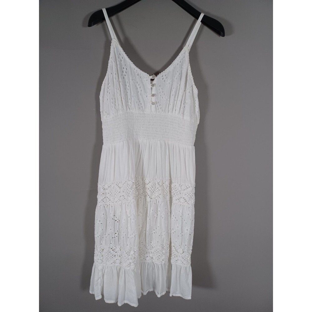 Me 2 Magic Anthropologie‎ Babydoll Dress Crochet Smocked Eyelet Festival Boho